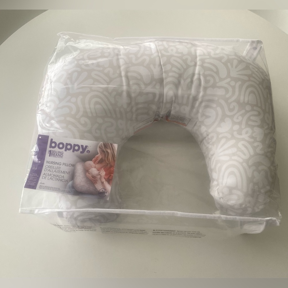 Boppy Nursing Pillow White Neutral Pattern Baby Support New